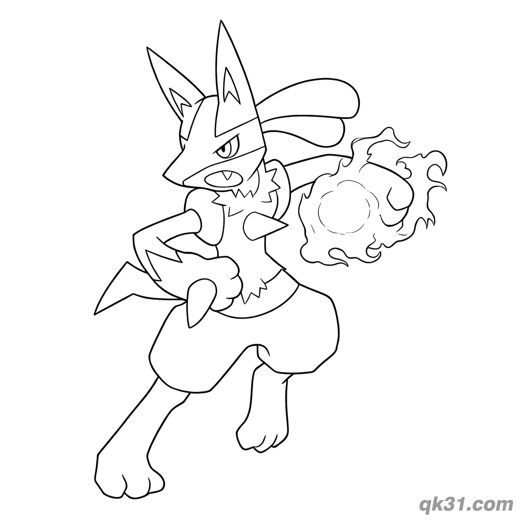 Lucario Aura Sphere Charging Coloring Page – Free Printable Coloring Page for Kids and Adults