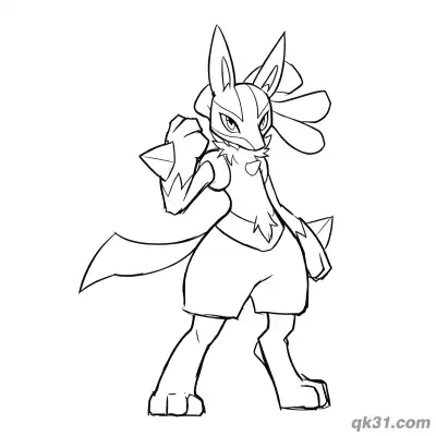 Free printable Lucario Cinderace Style Soccer Outfit Coloring Page coloring page