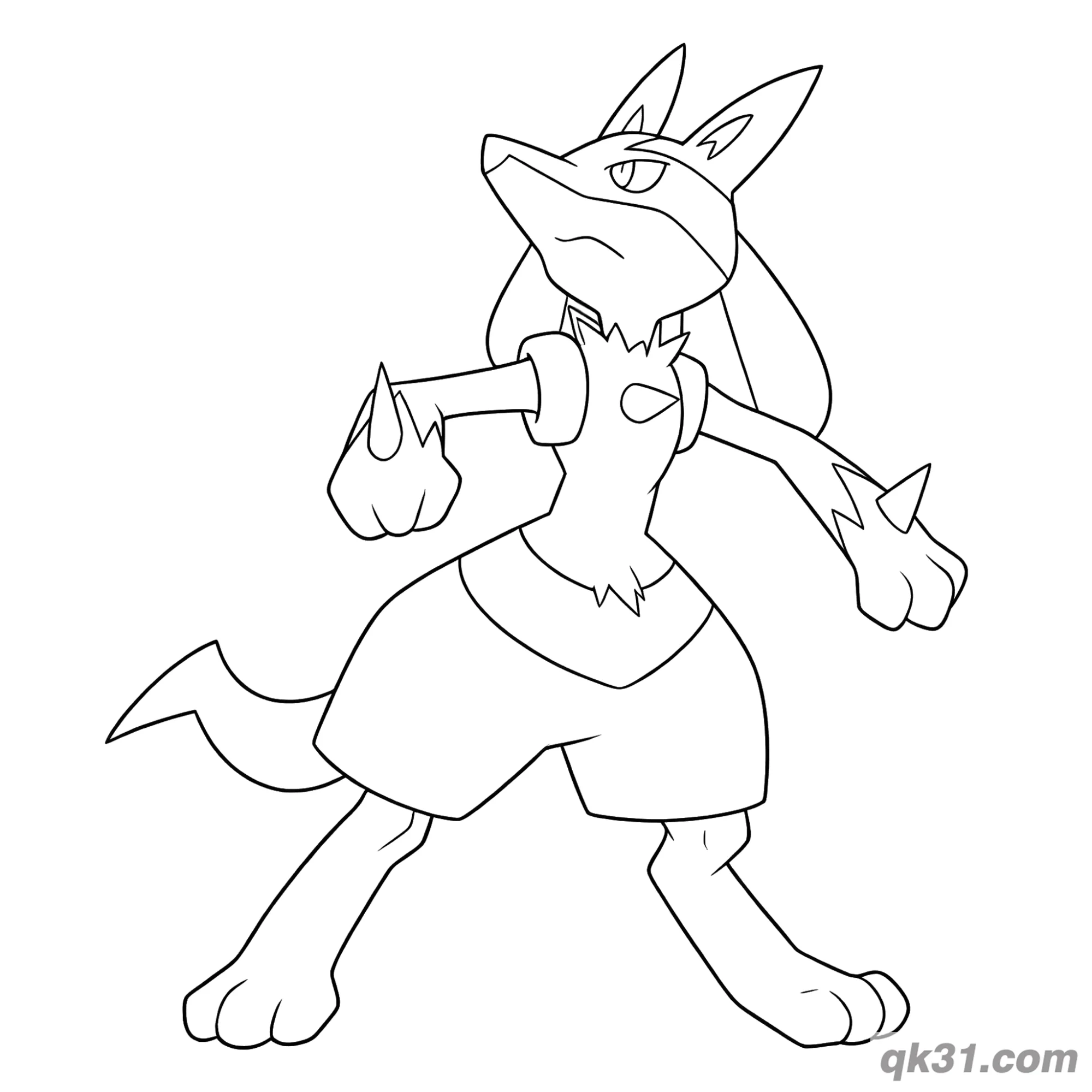 Lucario Forward Punch Attack Coloring Page – Free Printable Coloring Page for Kids and Adults