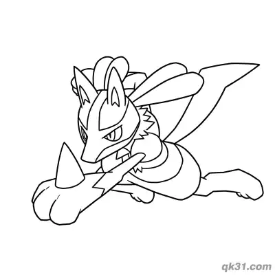 Free printable Lucario Greninja Style Low Crouch Coloring Page coloring page