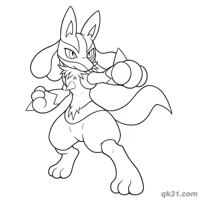 Free printable Lucario Greninja Style Ninja Pose Coloring Page coloring page