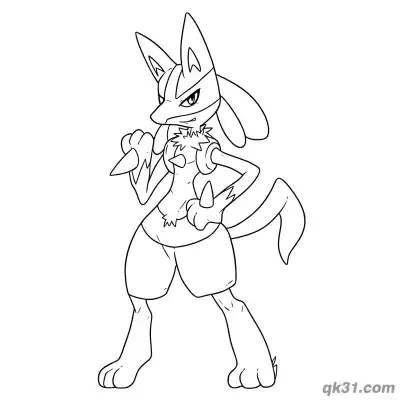 Free printable Lucario Hand on Chin Thinking Coloring Page coloring page