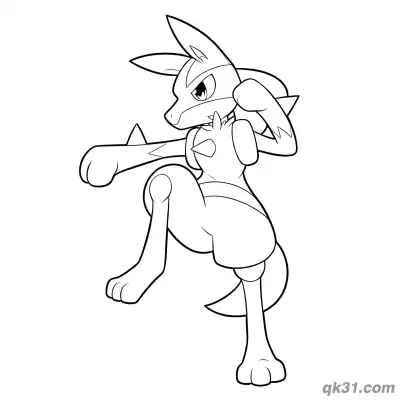 Free printable Lucario High Kick Combat Coloring Page coloring page