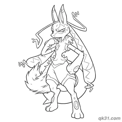 Free printable Lucario Holding Staff Standing Coloring Page coloring page