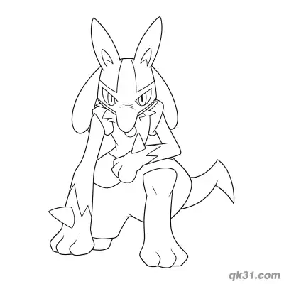 Free printable Lucario Kneeling Pose Coloring Page coloring page