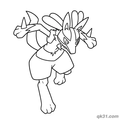 Free printable Lucario Leaping Coloring Page coloring page