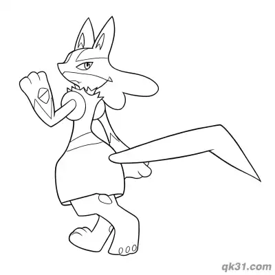 Free printable Lucario Side Kick Pose Coloring Page coloring page