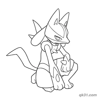 Free printable Lucario Side Sitting Coloring Page coloring page