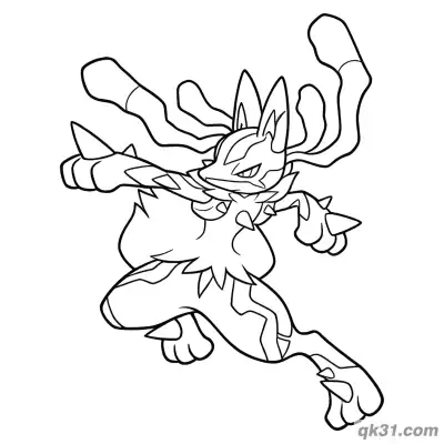 Free printable Mega Lucario Air Attack Coloring Page coloring page