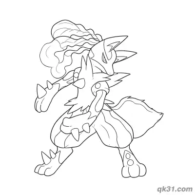 Free printable Mega Lucario Charging Power Coloring Page coloring page