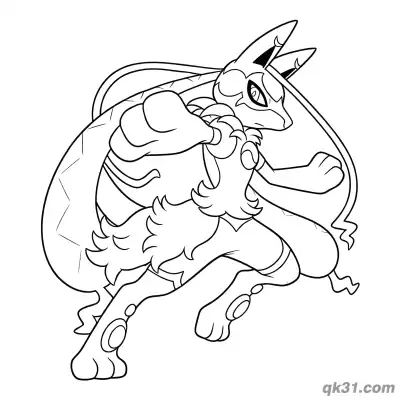 Free printable Mega Lucario Dynamic Leap Coloring Page coloring page