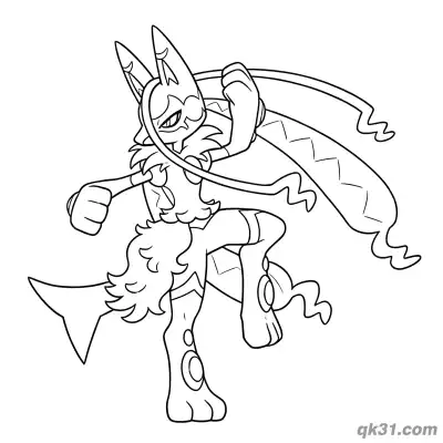 Free printable Mega Lucario Energy Burst Coloring Page coloring page
