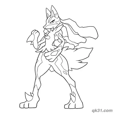 Free printable Mega Lucario Flowing Hair Energy Coloring Page coloring page