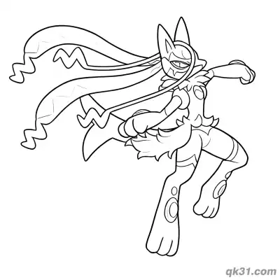 Free printable Mega Lucario Jumping Action Coloring Page coloring page