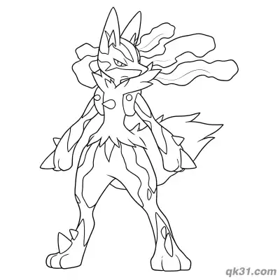 Free printable Mega Lucario Majestic Standing Coloring Page coloring page