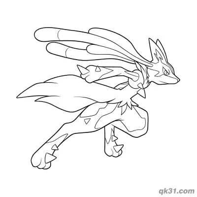Free printable Mega Lucario Speed Flight Coloring Page coloring page