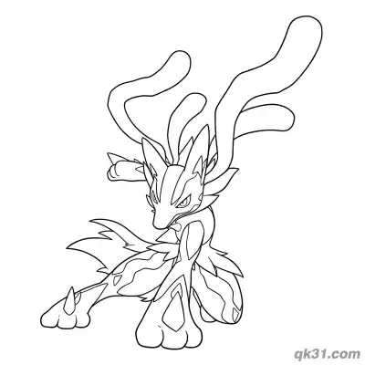 Free printable Mega Lucario Tentacle Hair Meditating Coloring Page coloring page