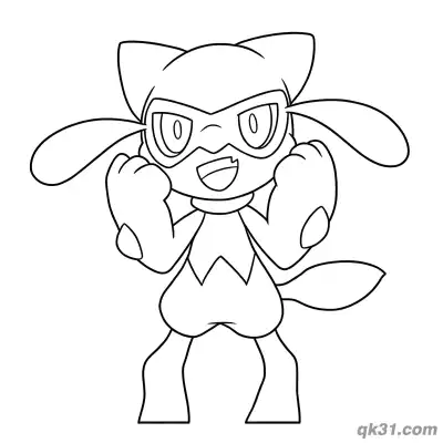 Free printable Riolu Hands Up Happy Coloring Page coloring page
