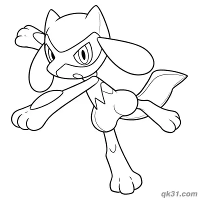 Free printable Riolu Jumping Aerial Kick Action Coloring Page coloring page