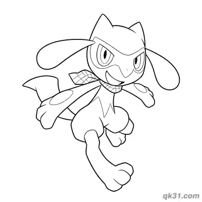 Free printable Riolu With Scarf Flying Coloring Page coloring page