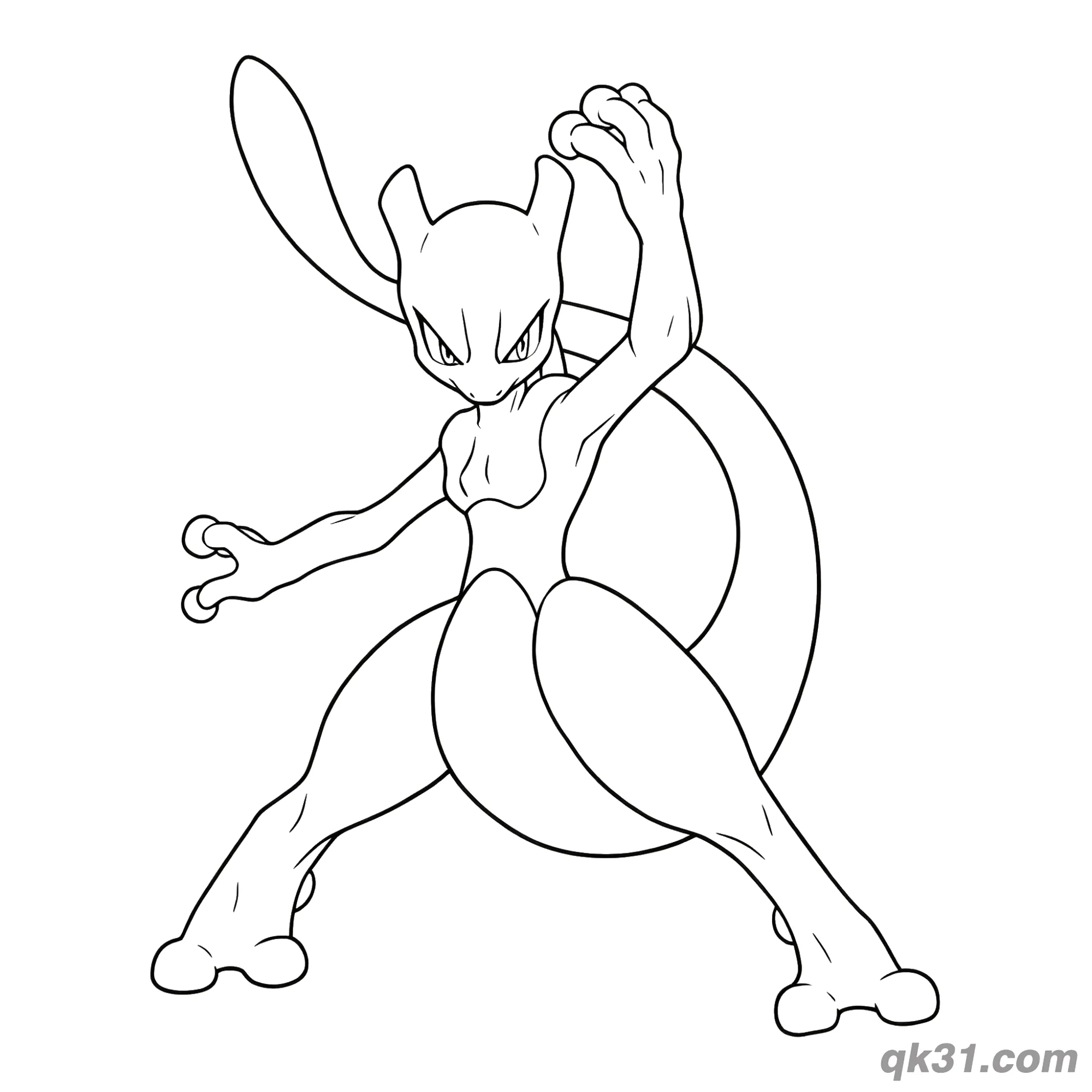 Classic Mewtwo Printable Coloring Page – Free Printable Coloring Page for Kids and Adults