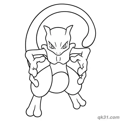 Free printable Classic Standing Mewtwo Coloring Page coloring page