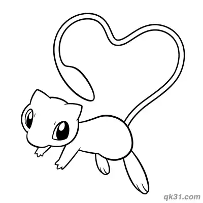 Free printable Cute Sitting Mew Coloring Page coloring page