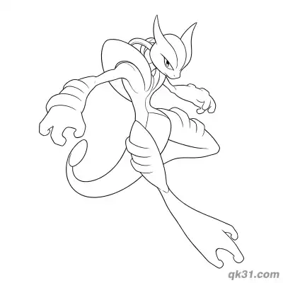 Free printable Mega Mewtwo X Pokemon Coloring Page coloring page
