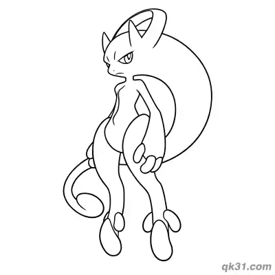 Free printable Mega Mewtwo Y Sitting Pose Coloring Page coloring page