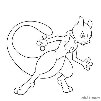 Free printable Roaring Mewtwo Coloring Page coloring page