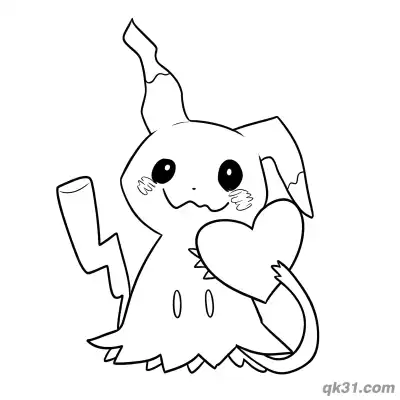 Free printable Cute Mimikyu Love Heart Coloring Page Free coloring page