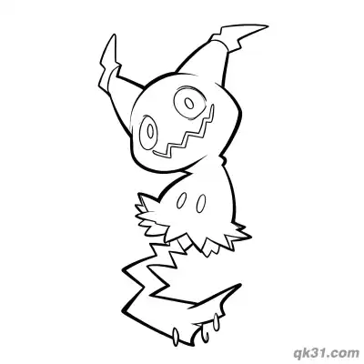 Free printable Mimikyu Stretching Body Coloring Page Free coloring page