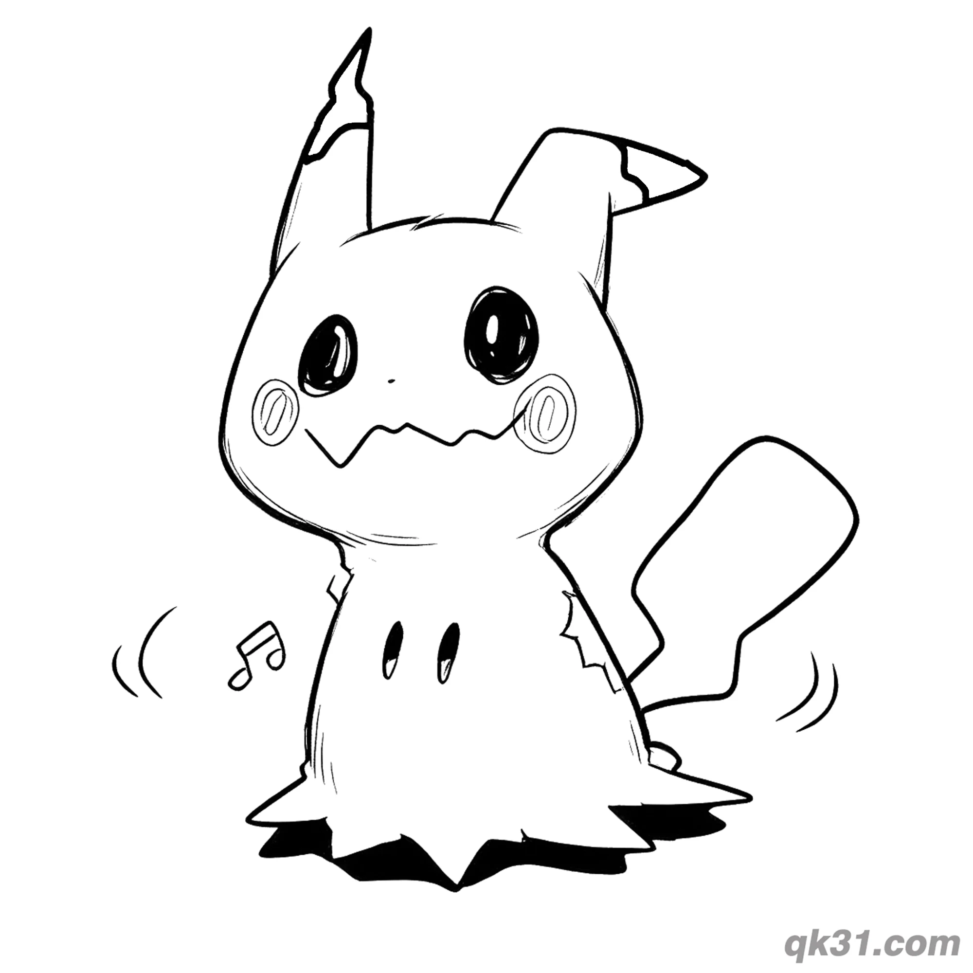Printable Mimikyu Shaking Funny Coloring Page – Free Printable Coloring Page for Kids and Adults