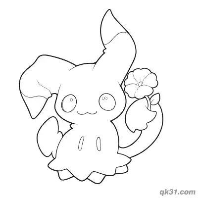 Free printable Printable Mimikyu Flower Aesthetic Coloring Sheet coloring page