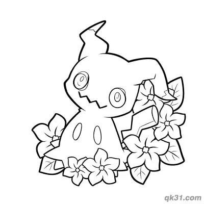 Free printable Floral Mimikyu Pokemon Coloring Page Art coloring page