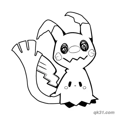 Free printable Simple Standing Mimikyu Pokemon Coloring Page coloring page