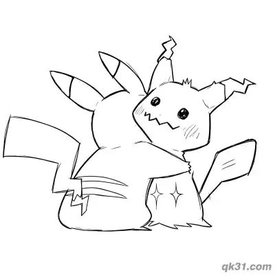 Free printable Pikachu And Mimikyu Hug Coloring Page Free coloring page