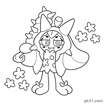Free printable Ogerpon Surrounded by Flowers Coloring Page coloring page