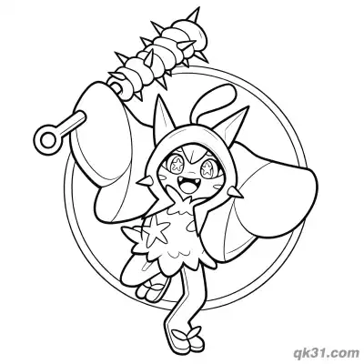 Free printable Ogerpon Hammer Badge Coloring Page coloring page