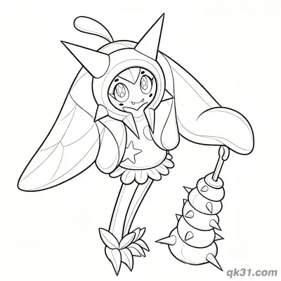 Free printable Ogerpon Standing with Hammer Coloring Page coloring page