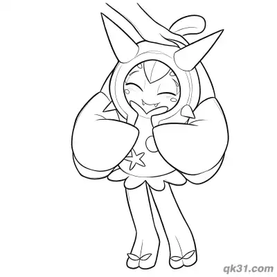 Free printable Ogerpon Happy Giggling Coloring Page coloring page