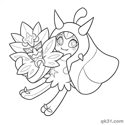 Free printable Ogerpon Running with Teal Mask Coloring Page coloring page