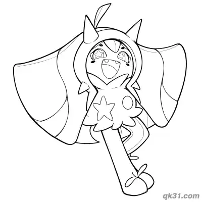 Free printable Ogerpon Jumping Cheering Coloring Page coloring page