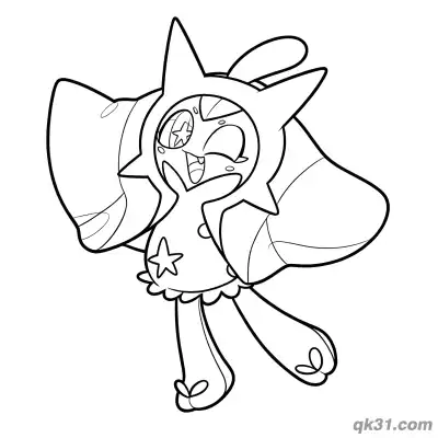 Free printable Ogerpon Star Mask Cheering Coloring Page coloring page