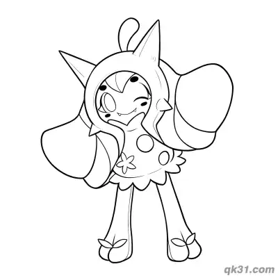 Free printable Ogerpon Winking Waving Coloring Page coloring page