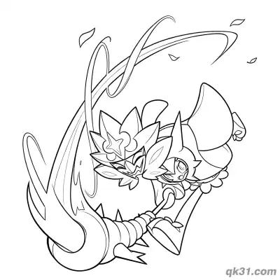 Free printable Teal Mask Ogerpon Whip Battle Coloring Page coloring page