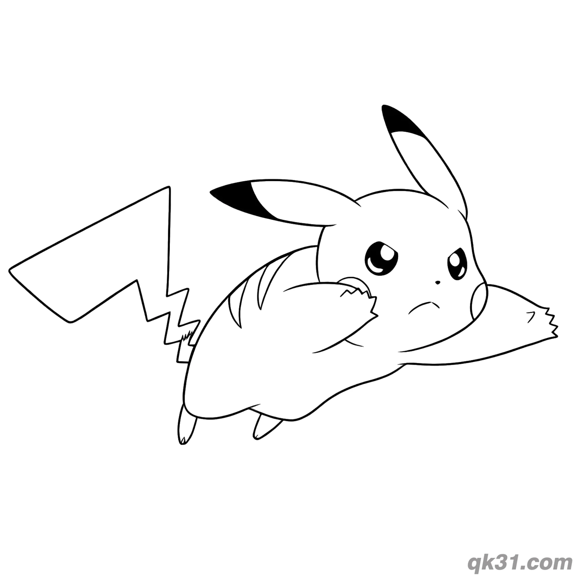 Action Battle Pikachu Pokémon Coloring Page – Free Printable Coloring Page for Kids and Adults