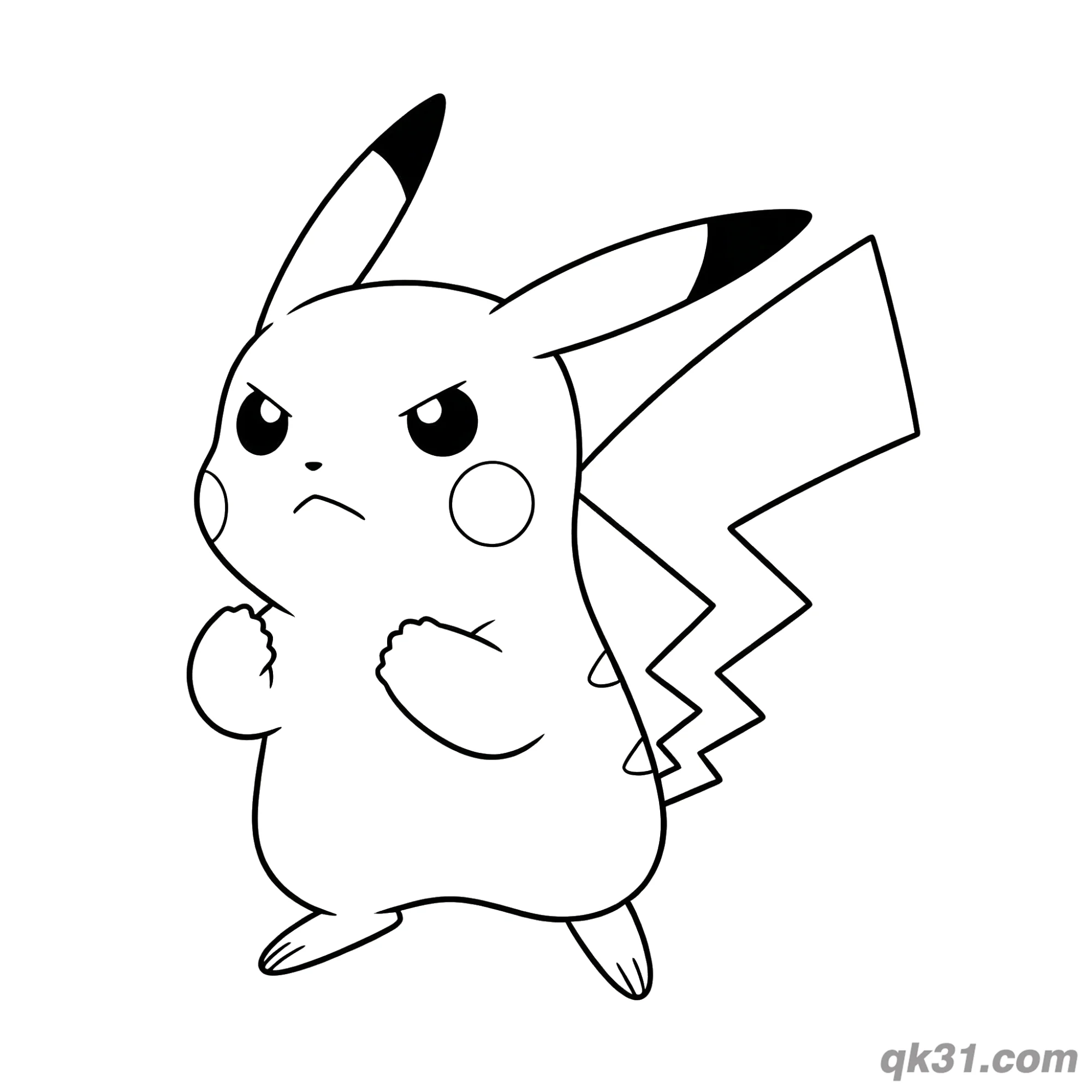 Angry Fighting Pikachu Pokémon Coloring Page – Free Printable Coloring Page for Kids and Adults
