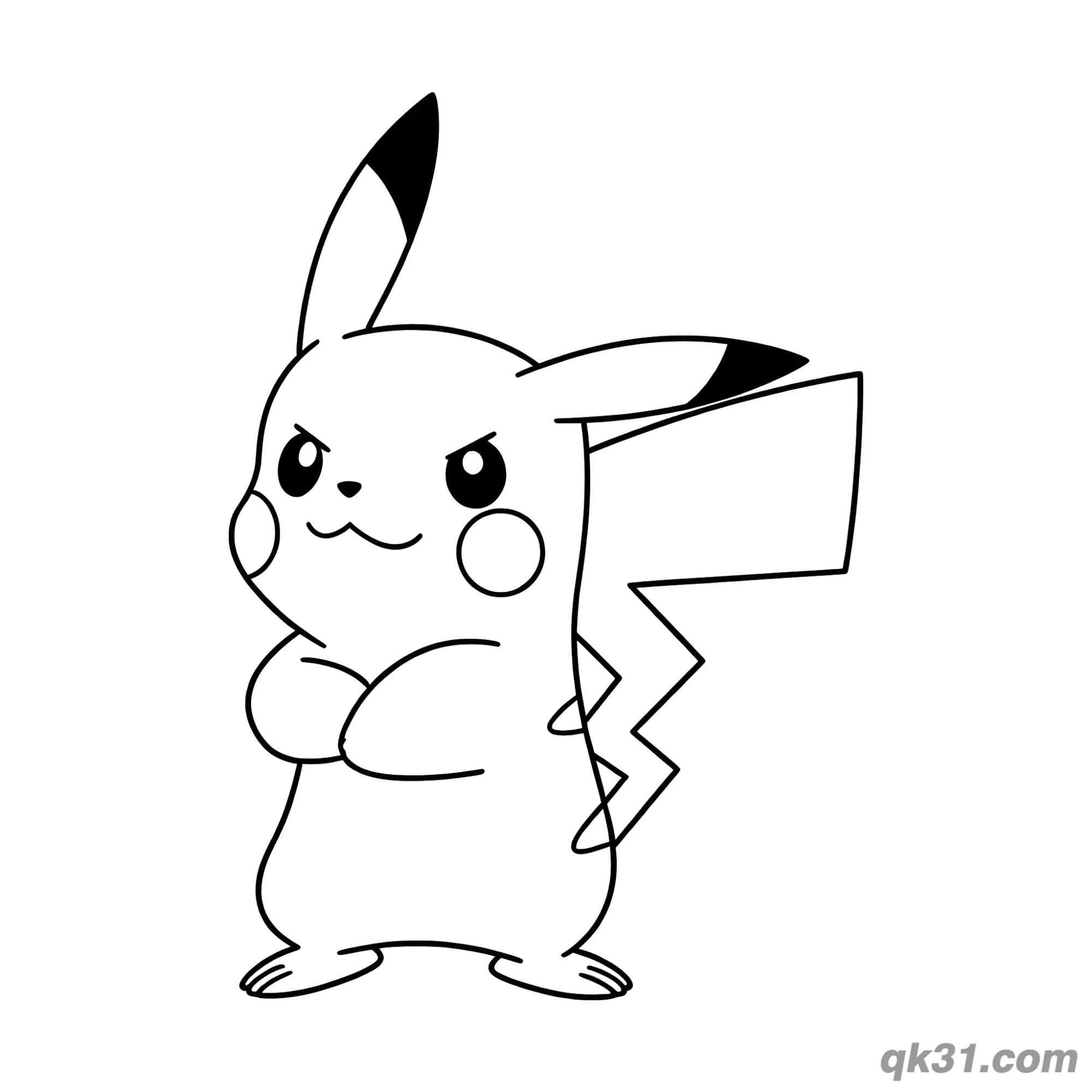 Angry Pikachu with Folded Arms Coloring Page – Free Printable Coloring Page for Kids and Adults