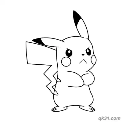 Free printable Angry Pikachu Folded Arms Pokémon Coloring Page coloring page